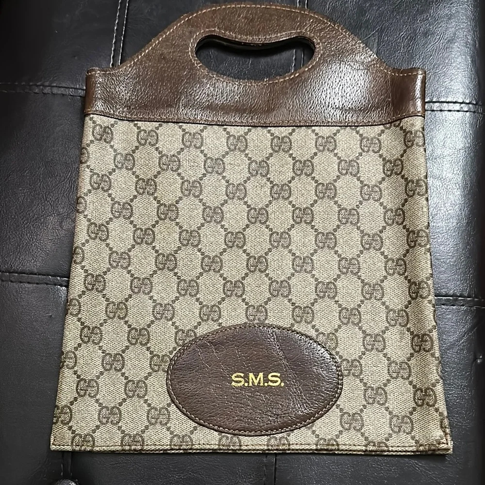 Gucci Tan and Brown Monogram Briefcase